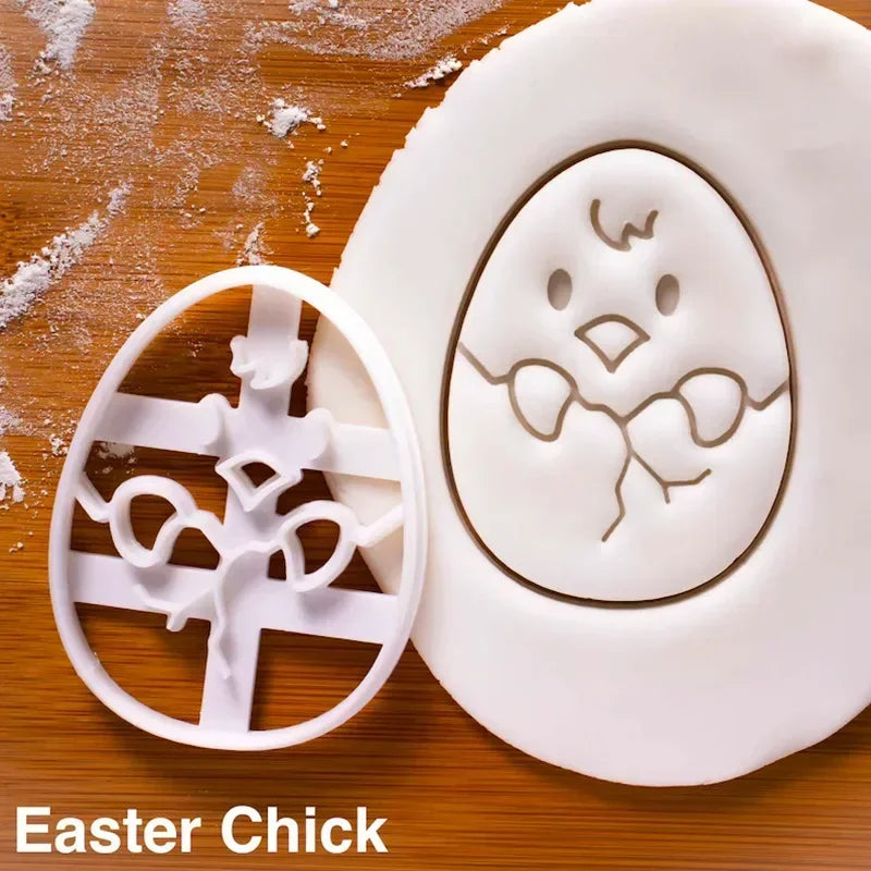 Easter Cookie Cutters Cute Yoga Rabbit Egg Plastic Cookie Embossed Molds DIY Baking Cakes Decorations Tools Kitchen Accessories