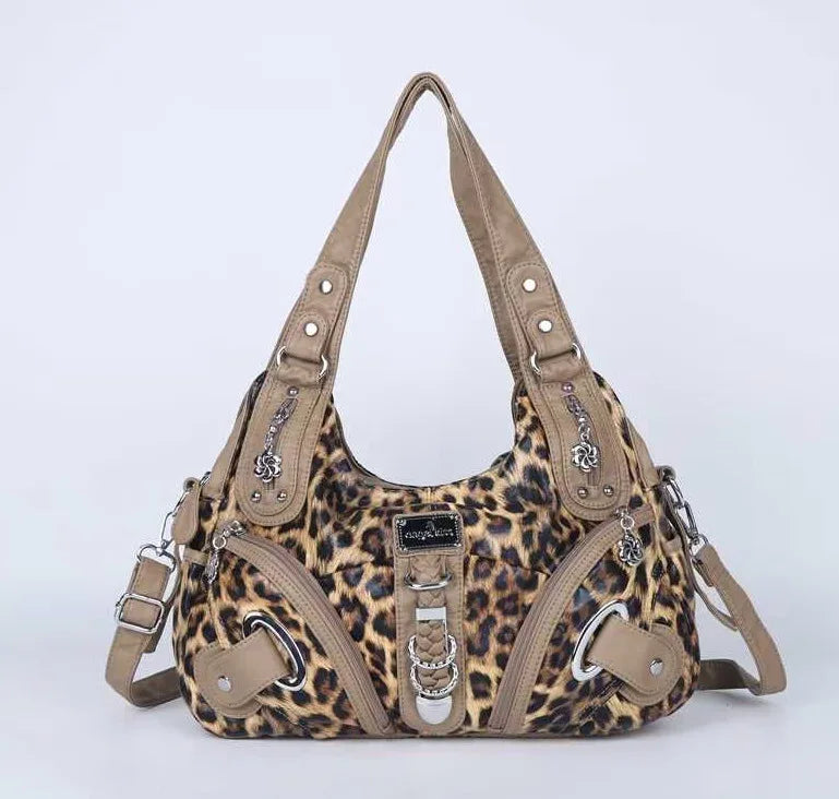 Angel Kiss Women Handbags Leopard Bag Top-handle Handbag Fashion Satchel Dumpling Pack Shoulder Bag Tote Bag Hobos Large Purse