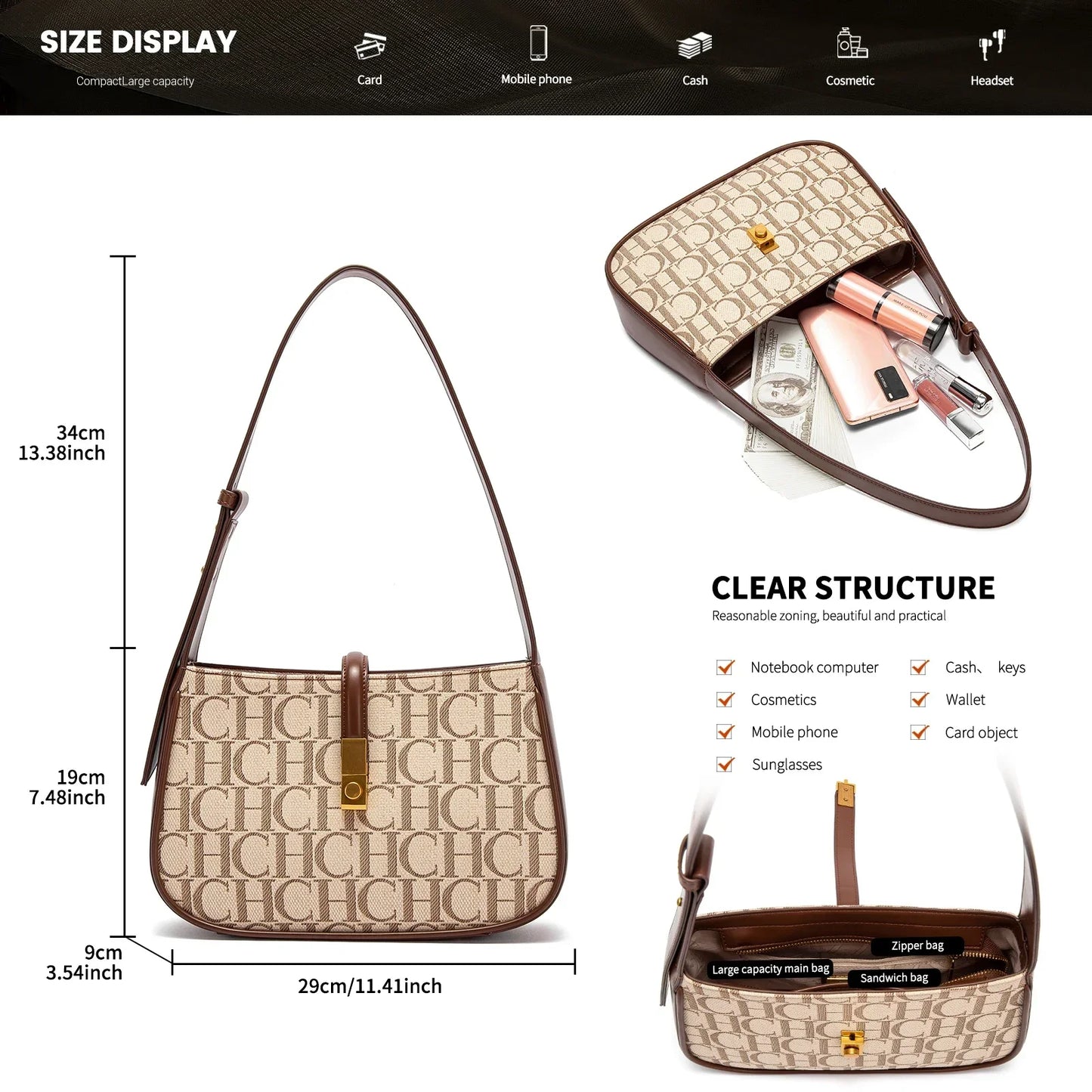 Timeless Classic Women's Party Handbag for Multiple Occasions Retro-Inspired Luxury Monogram Handbag