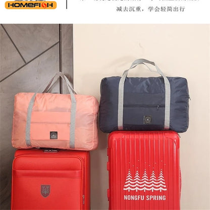 HOMEFISH Foldable Travel Tote Bag for Women, Lightweight Carry-on Luggage Bag Large Capacity Casual Sports Bag, Ideal for Short