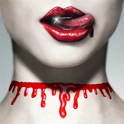 2025Halloween Blood Necklace Horror Blooddrop Necklace Vampire Dark Blood Necklace Haunted House Personality Bleeding Necklace