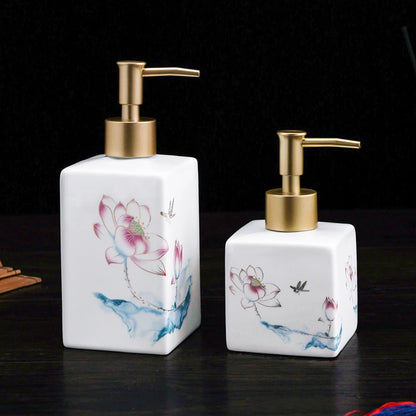 Blue and White Storage Bottle Bathroom Accessories Ceramic Soap Container Wash Table Soap Shampoo Cosmetic Storage Bottle 300ml