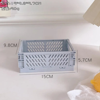 Foldable Storage Box Plastic Storage Organizer Student Desktop Organizer Stationery Snacks Storage Basket Home Storage Accessory