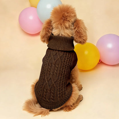 New Pet Small Pet Dog Clothes Sweater Fashion Autumn Winter Solid Fried Dough Twists Knitting Warm Comfort Clothing