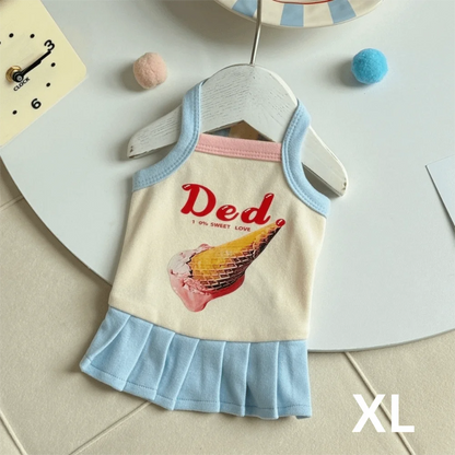 Cartoon Print Pet Ice Cream Camisole Vest Thin Breathable Comfortable Clothing Small Dog Dress Pet Tank Top Puppy Teddy