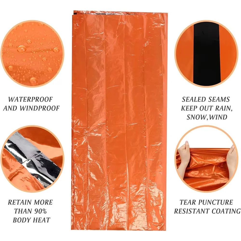 Waterproof Emergency Sleeping Bag 120x200cm/91x213cm PE Portable Survival Lightweight for Outdoor Camping Hiking Adventure ﻿