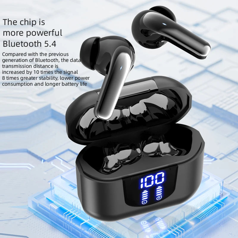 Bluetooth 5.4 In Ear Wireless Earbuds HiFi Stereo Sound Noise Reduction Digital Display Earphone For Daily & Gaming Use