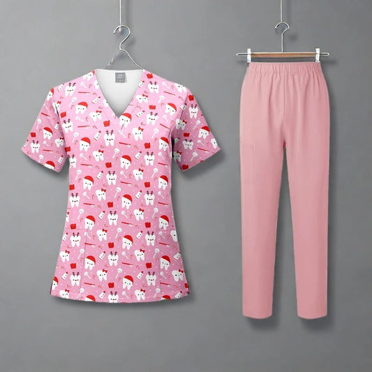 Animal Printing Surgery Scrubs Tops Pet Grooming Uniforms Beauty Salon Work Clothing Pet Clinic Veterinary Health Check Uniforms