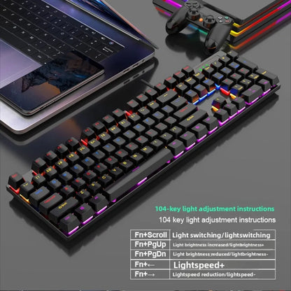 Mechanical Gaming GK100 Keyboard New Upgraded 104 Keys White Backlit Keyboards USB Wired Computer Keyboard for Laptop Desktop PC