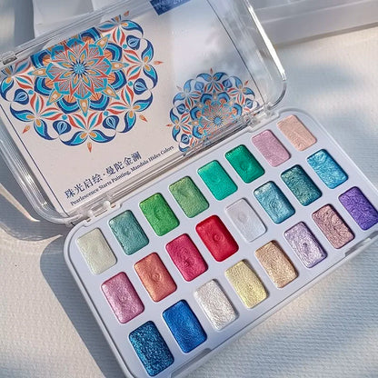 24-color pearlescent watercolor pigments, solid watercolor art painting tools, nail art painting clay dyeing