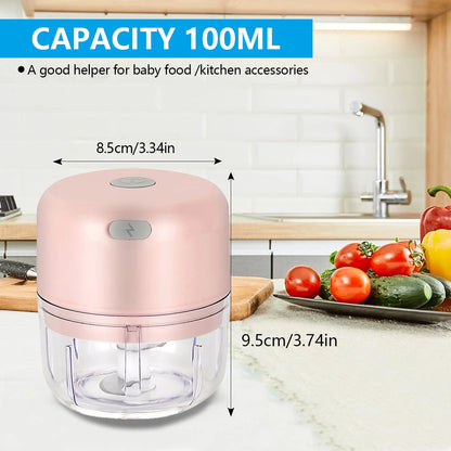 100ML/250ML Electric Garlic Chopper, Portable Food Processor, Rechargeable Vegetable Chopper Blender for Nuts Chili Onion