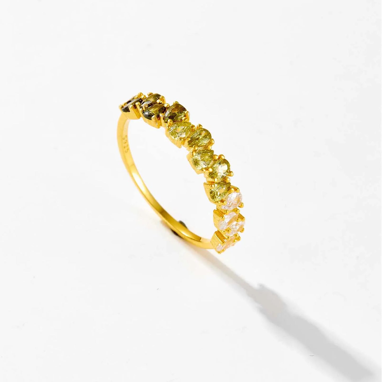 ANDYWEN New 925 Sterling Silver Pear Green Olive CZ Zircon Colorful Ring Women Luxury Fine Jewelry 2024 Spring Fine Jewelry