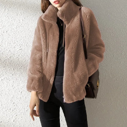 Korean Women Long Sleeve Jackets New Autumn Winter Jackets for Women Plush Thickened Double Sided Cashmere Lapel Warm Coat blusa