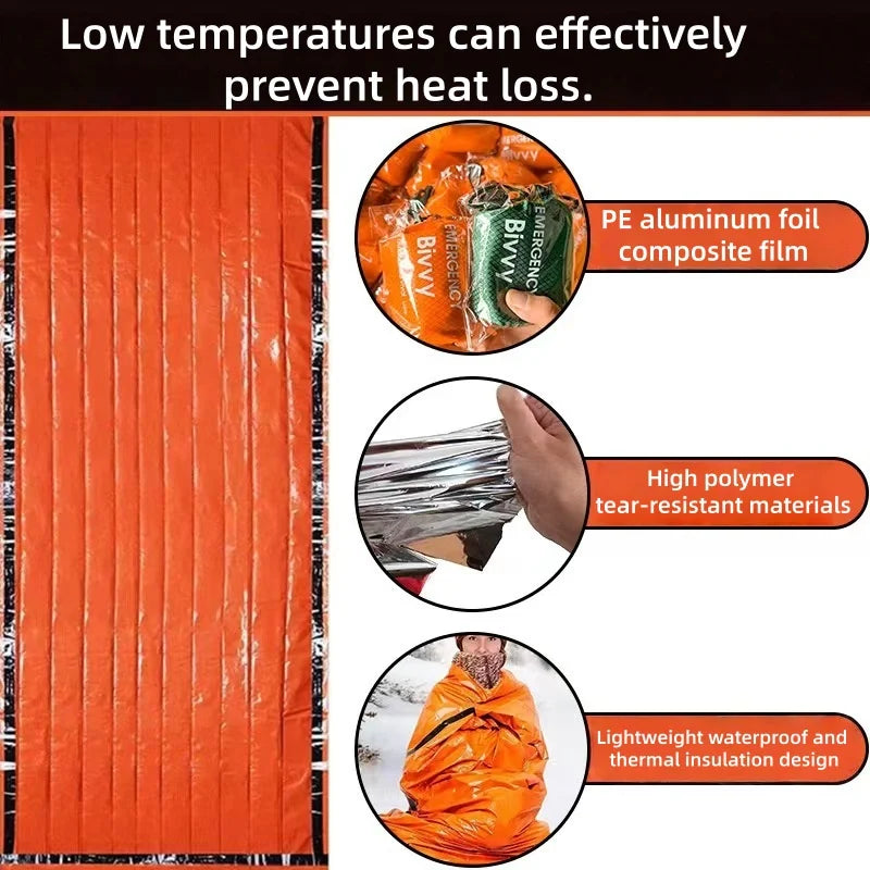 Portable Outdoor Emergency Sleeping Bag with PE Aluminum Foil Insulation Waterproof design for Camping Hiking Travel