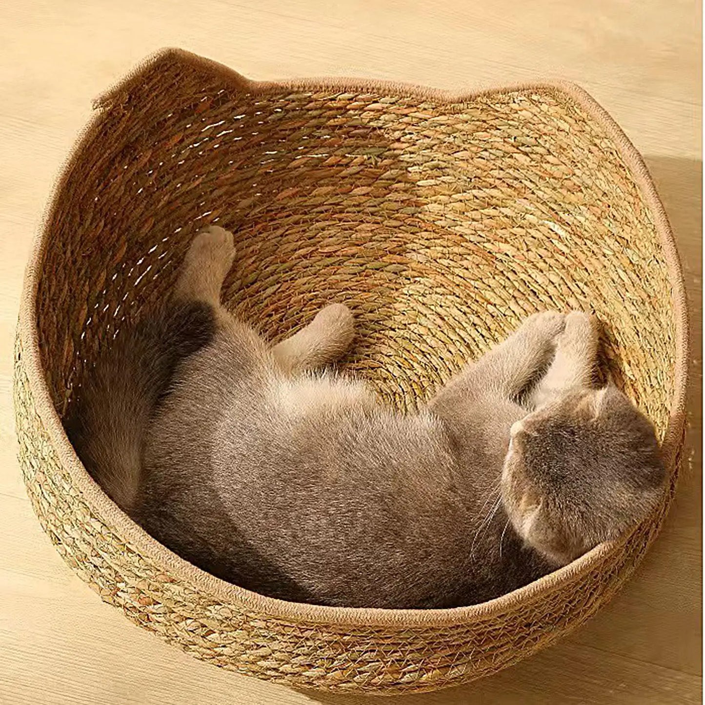 Cat Bed Basket Cushion Hand Craft Woven And Pillow mat All Season Weaving Pet Sleeping Rest Scratching Furniture For Puppy Cat
