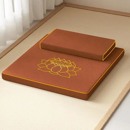 Thickened Zen Meditation Pad Coconut Fiber Embroidered Yoga Mat Home Use Sitting Cushion Yoga Mat Plant Floral Pattern