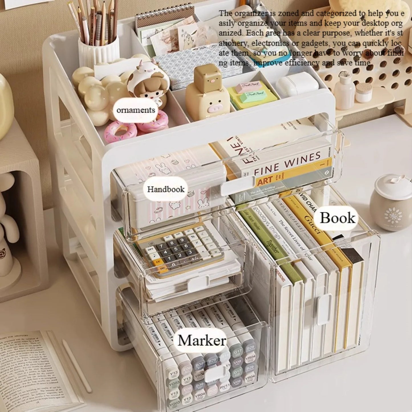 Drawer Desktop Organizer, Organizer Drawers, Desk Stationery Organizer, Multifunctional Dustproof Large Capacity Office Shelf