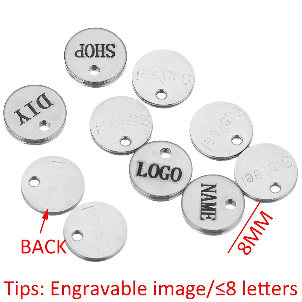 50pcs Customized Custom Laser Engrave Name LOGO Stainless Steel Personalized Necklace Extend Chain Tail Tag Jewelry Wholesale