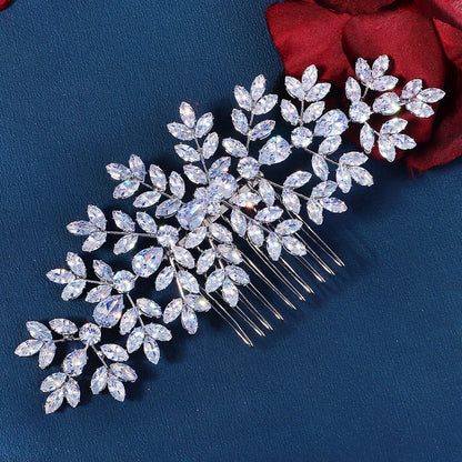 New Luxury Zirconia Bridal Hair Comb Sparkling Handmade Hair Comb for Women Wedding Headpieces Jewelry Accessories