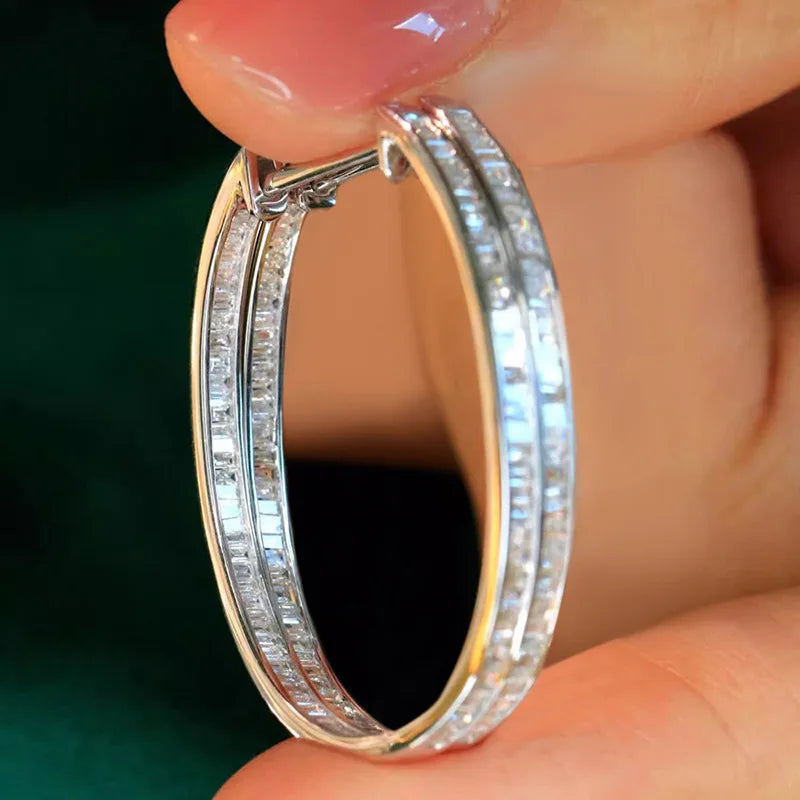 European and American Dazzling Inlaid Earrings for Women, Simple and Minimalist, Personalized and Niche Design Accessories