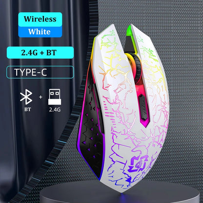 Lenovo  Wireless Mouse Bluetooth 5.0+2.4G Dual Mode Rechargeable Silent Click Ergonomic Gaming Office Laptop PC Computer