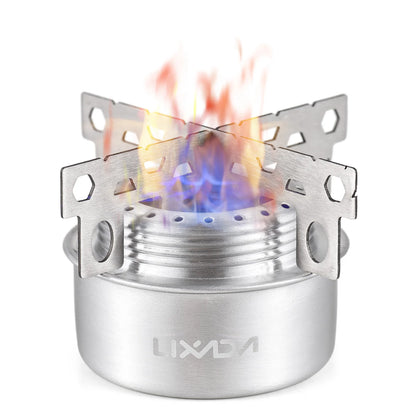 Portable Mini Alcohol Camping Stove with Foldable Stand, Stainless Steel Stove for Outdoor Picnic Emergency Heating Cooking