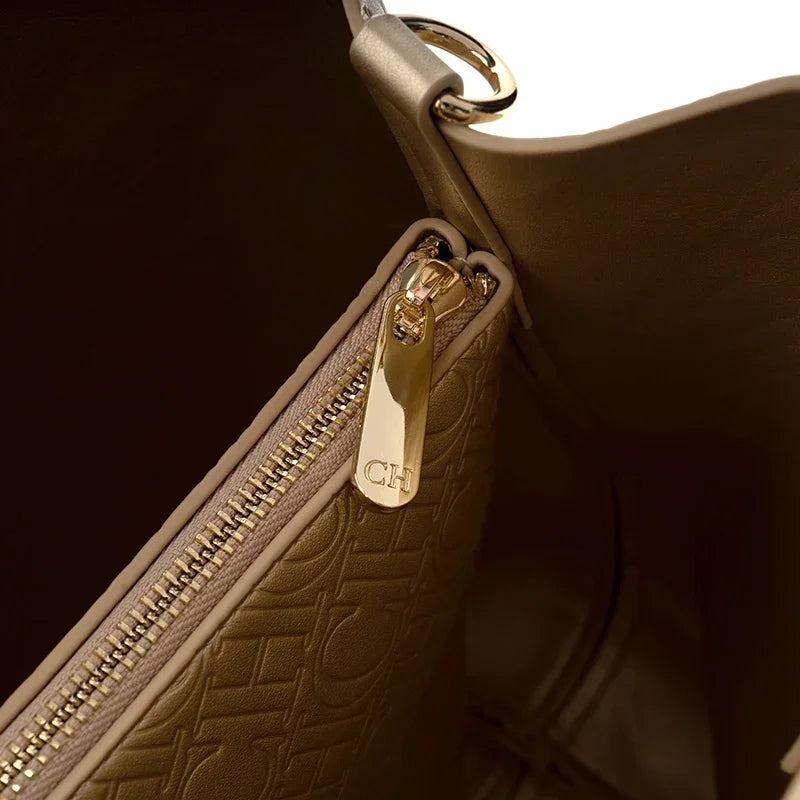 CH Luxury Tote Handbag For Women Large Capacity Work Shoulder Bag Elegant Golden Shopping Shoulder Purse