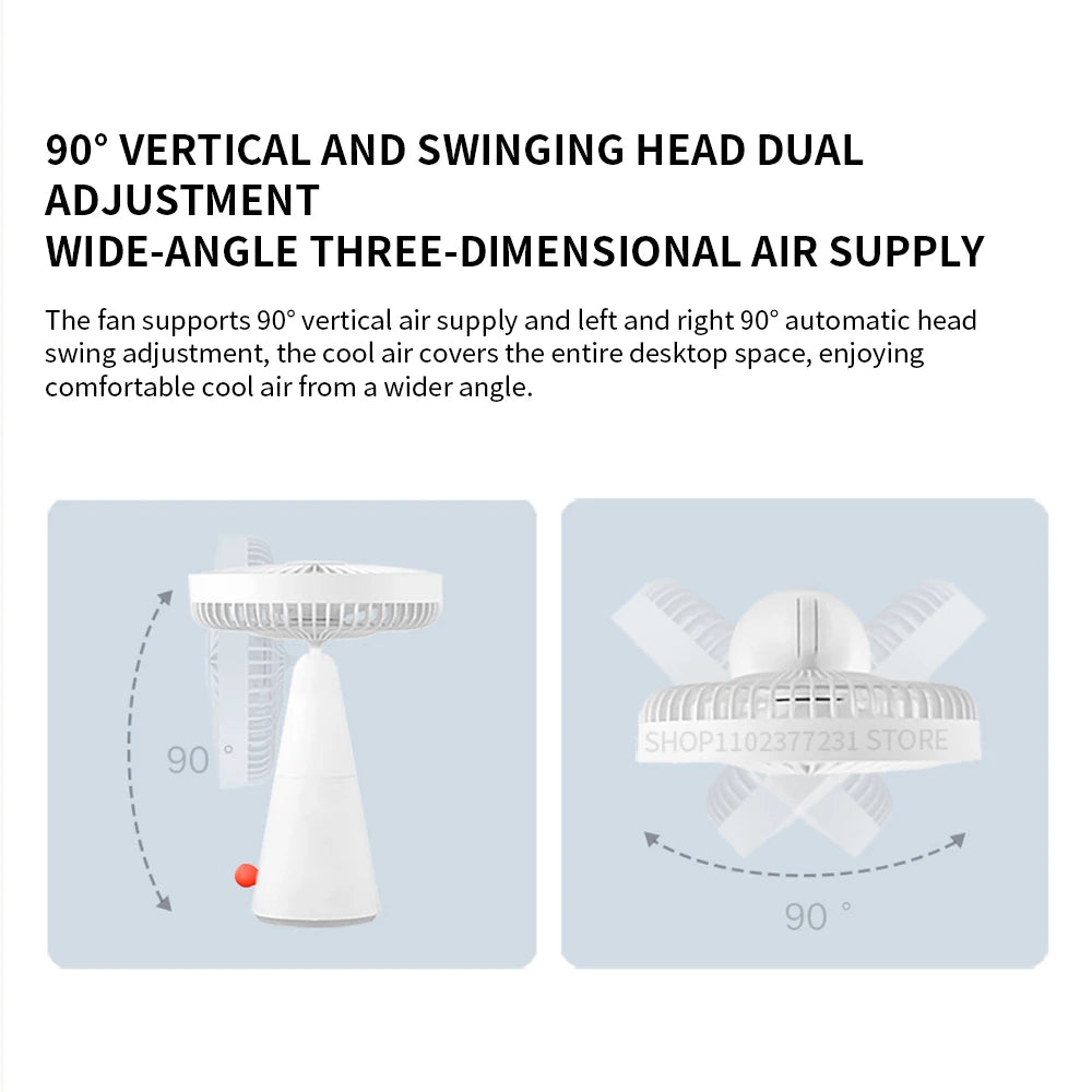 XIAOMI Mijia Portable Desk Fan USB Rechargeable Handheld Mini Electric Fans Cordless Air Cooling Small Fan 4 Gears Speed