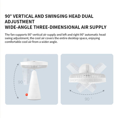 XIAOMI Mijia Portable Desk Fan USB Rechargeable Handheld Mini Electric Fans Cordless Air Cooling Small Fan 4 Gears Speed