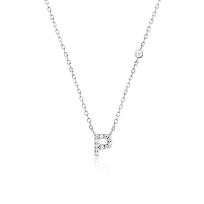 VEWANT New 925 Sterling Silver Monogram Initial Letter A M Pendant Long Chain Necklace Crystal Fine Jewelry Luxury Fine Jewelry