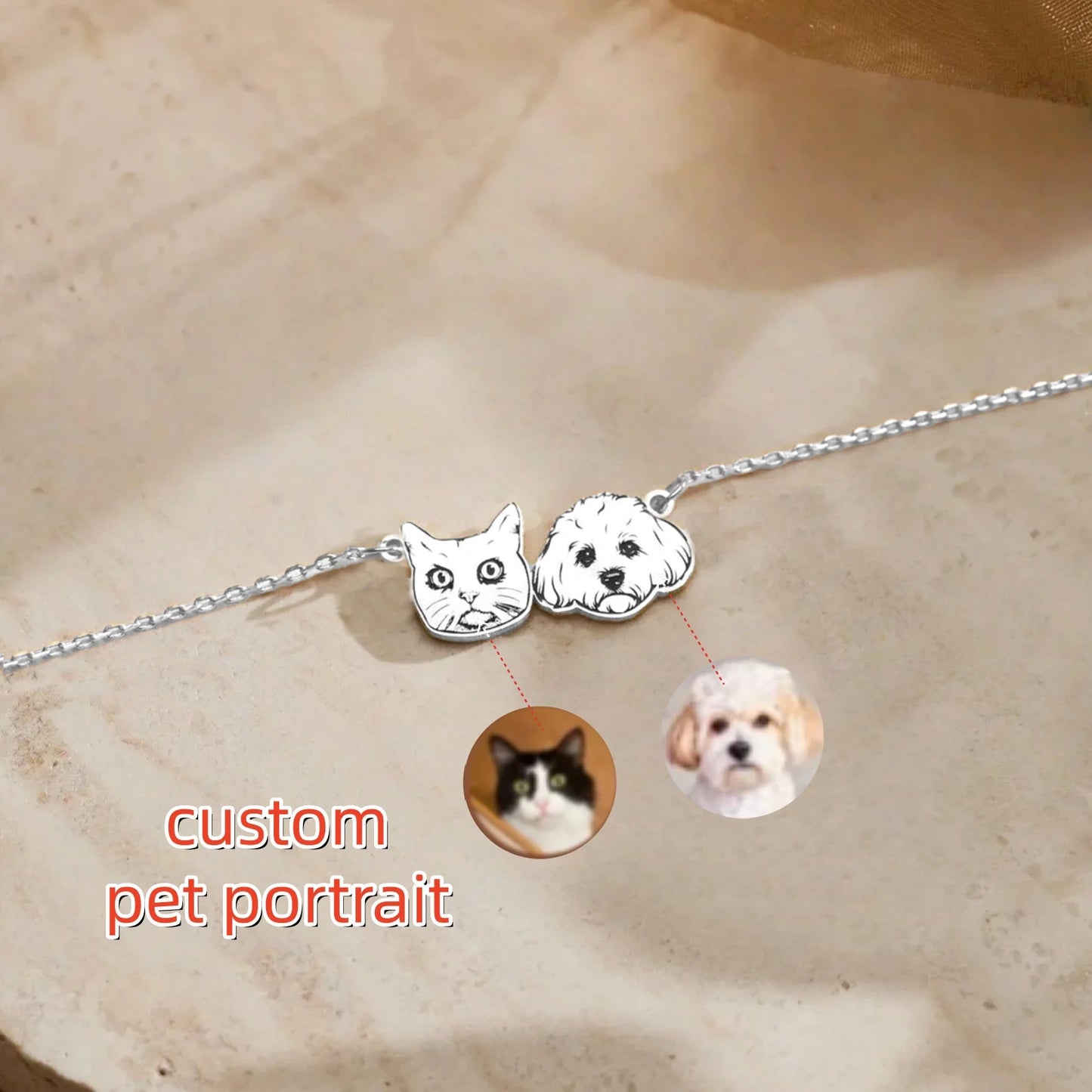 Custom Pet Portrait Necklace Pet Memorial Jewelry Pet Name Necklace Engraved Necklace Dog & Cat Necklace Women Necklace