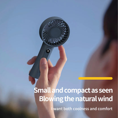 New Portable Handheld Fan, Fan 6 Speed Wind LED Display Personal Mini Travel Fan  Hand Held Fan USB Foldable Electric Fan