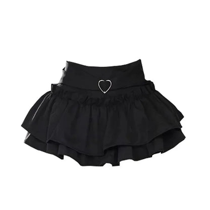 Pleated Lolita Kawaii Mini Skirts Double Layer High Waist Y2k Skirts Fluffy Cake Japanese Style A-Line Dresses Women Clothing
