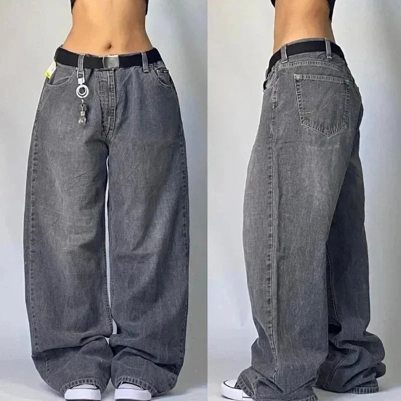 American Fashion Trend Joker Pattern Embroidered Loose Jeans Women Street Y2K New Hip Hop Oversized Wide-leg Pants Unisex Jeans