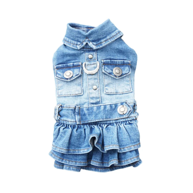 Winter Dog Clothes Denim Jeans Dress Doggie Puppy Chihuahua Pomeranian Shih Tzu Maltese Small Dog Costume Pet Clothing Apparel