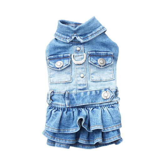 Winter Dog Clothes Denim Jeans Dress Doggie Puppy Chihuahua Pomeranian Shih Tzu Maltese Small Dog Costume Pet Clothing Apparel