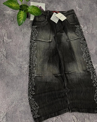 American New Fashion Old Washed Loose Jeans Women Y2K Hip Hop Harajuku Casual Joker Gothic High-waisted Wide-leg Trousers