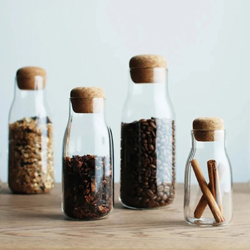 Glass seal jar transparent  coffee storage jar cork household glass tea Kitchen jar Glass sealed tank glass food storage jars