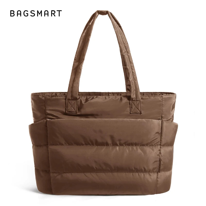 BAGSMART Tote Bag Large Capcity Women's Bags Puffer Padded Handbag For College School Portable Commuting Leisure Travel Pouch