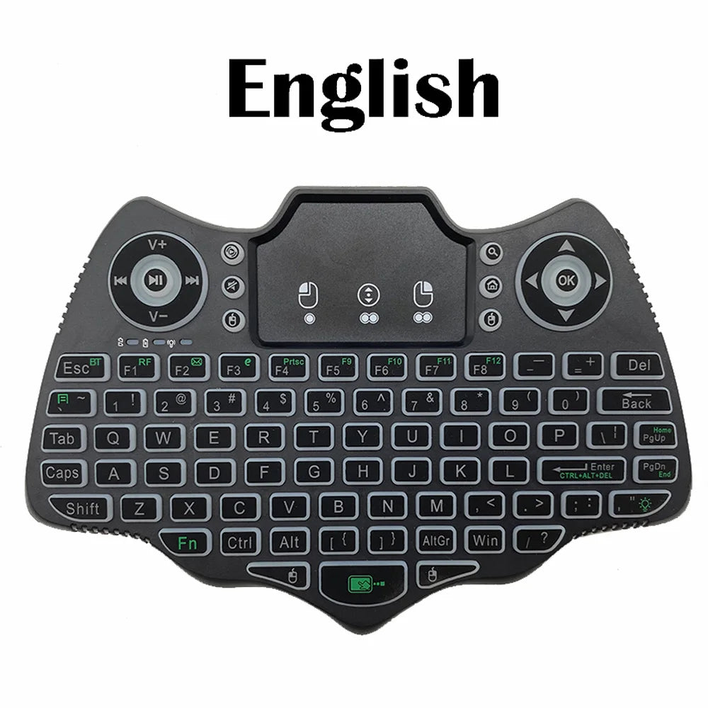 MRSVI V18 Mini Wireless Keyboard 2.4G BT Touch 7 Color Backlit French Spanish Russian Air Mouse Keyboard Gift for Android TV Box