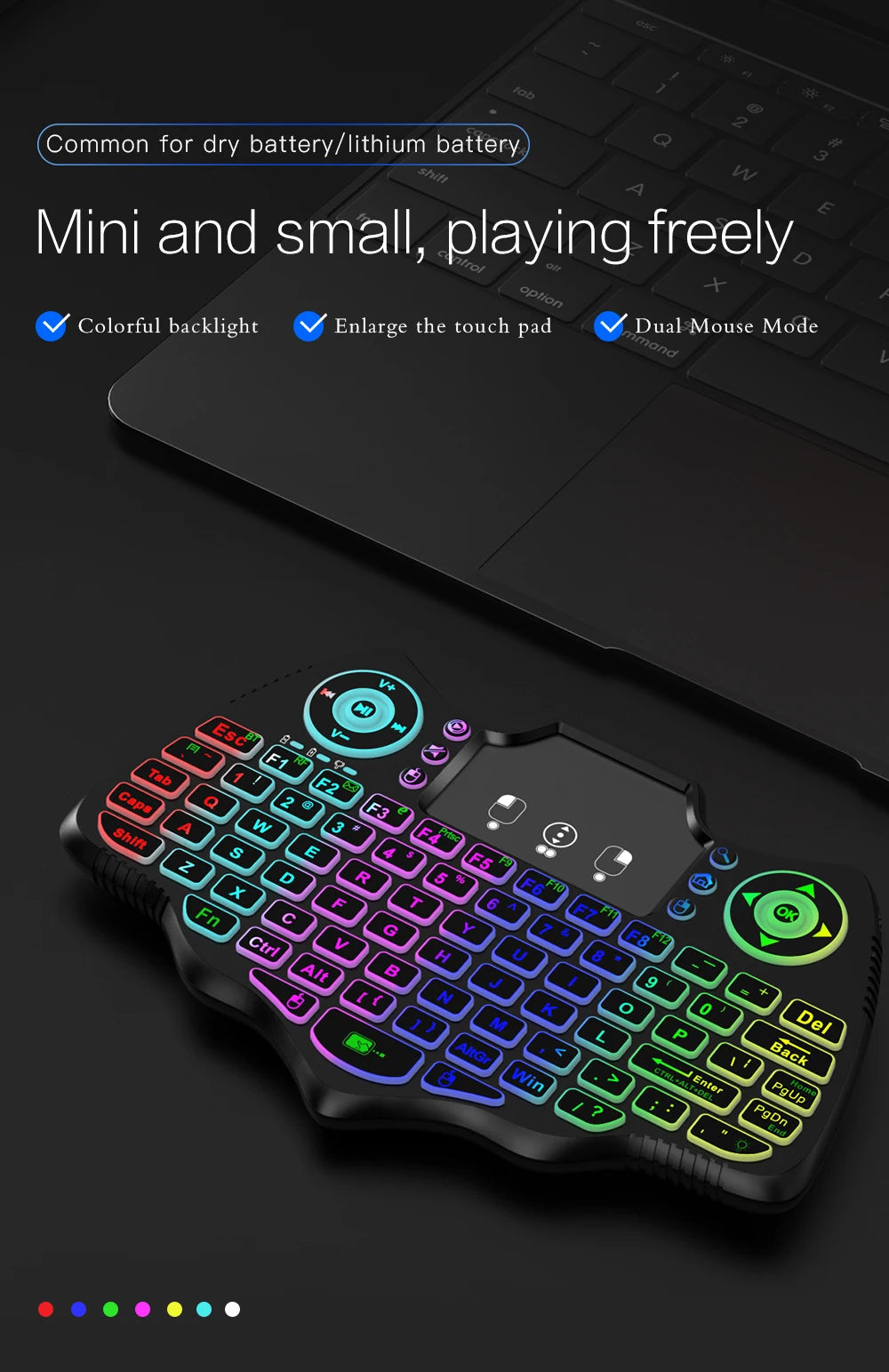 MRSVI V18 Mini Wireless Keyboard 2.4G BT Touch 7 Color Backlit French Spanish Russian Air Mouse Keyboard Gift for Android TV Box