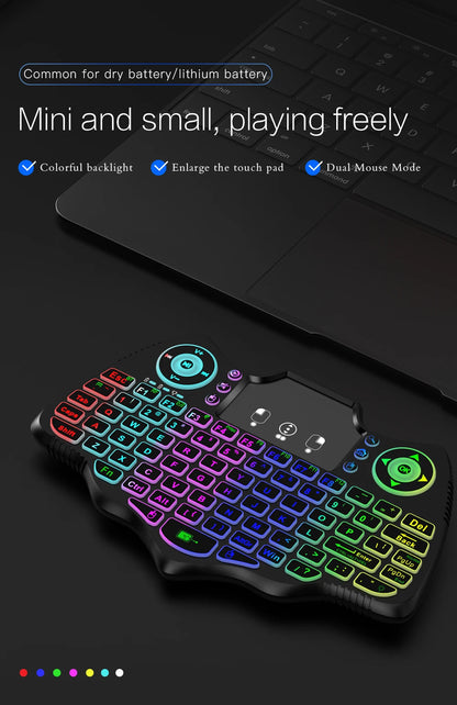 MRSVI V18 Mini Wireless Keyboard 2.4G BT Touch 7 Color Backlit French Spanish Russian Air Mouse Keyboard Gift for Android TV Box
