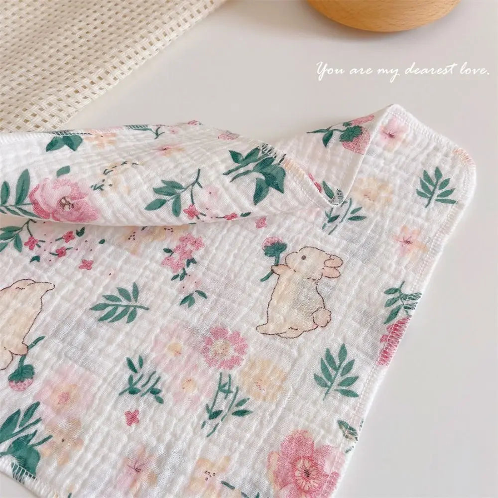 Cotton Baby Face Towel Square Infant Bib Soft Saliva Towel Floral Print Feeding Burp Cloths Children's Absorbent Handkerchief