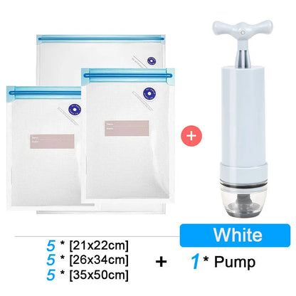 Sous Vide Vacuum Sealer Manual Pump Food Saver Bags Reusable for Kitchen Food Storage Home Gadgets Vacuum Packaging Tools