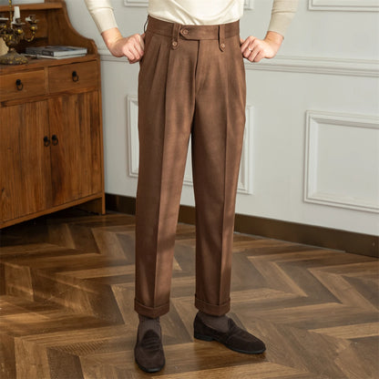 Autumn and Winter British Thick Casual Pants Commuter Straight High Waist Pants Japanese All-match Warm Pants for Men