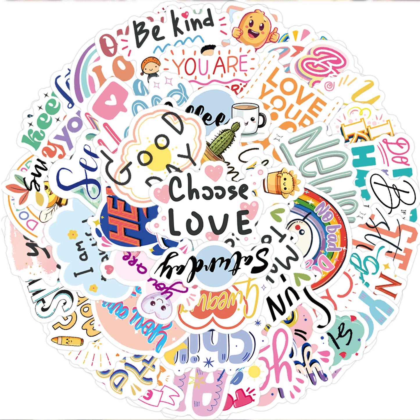 50 Inspirational English Stickers, Vibrant Stickers and Decals, Suitable for Water Bottles, Laptops, Cell Phones, Suitcases, Skateboards, Guitars, Party Decorations