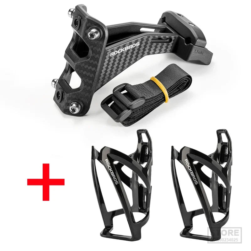 ROCKBROS Imitation Carbon Fiber Bicycle Water Bottle Holder Adapter Saddle Double Cup Extension Stand Seat Cycling Equipment