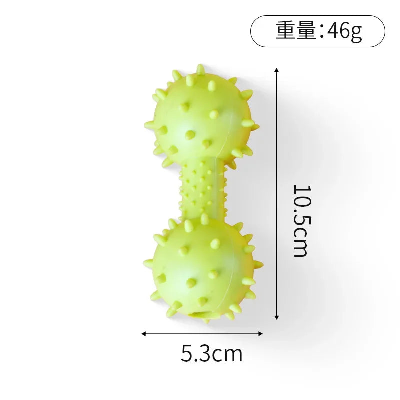 Pet Dog Toys Rubber Resistance To Bite Sound Barbells Barbed Dumbbells Puppy Teeth Cleaning Chew Training Toys Pet Supplies