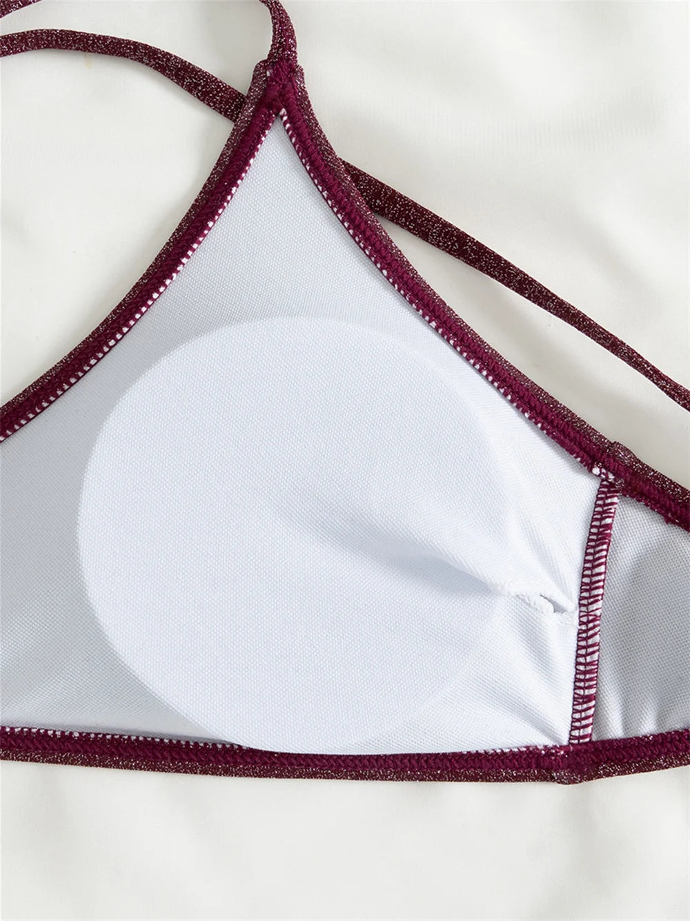Shiny Bikini Claret Sling Swimsuit Bandage Backless High Waist Swimwear Punk Push Up Beach Outfit Women Bathing Suit Bikinis Set