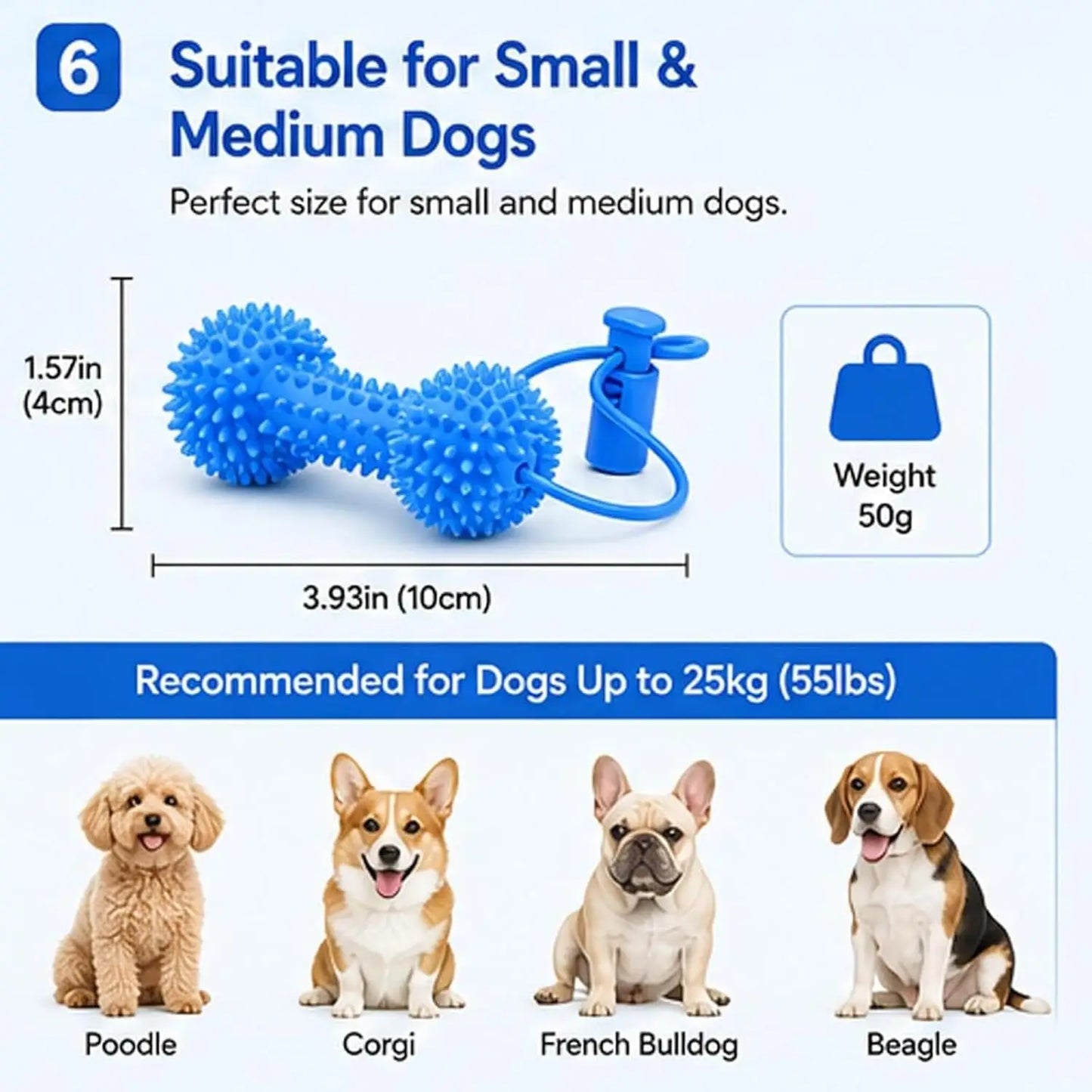 1/2PCS Pets Dog Chew Toys with Rope – Teeth Cleaning & Gum Massage, Durable TPR Dental Stick for Training & Play Pet Dental Care
